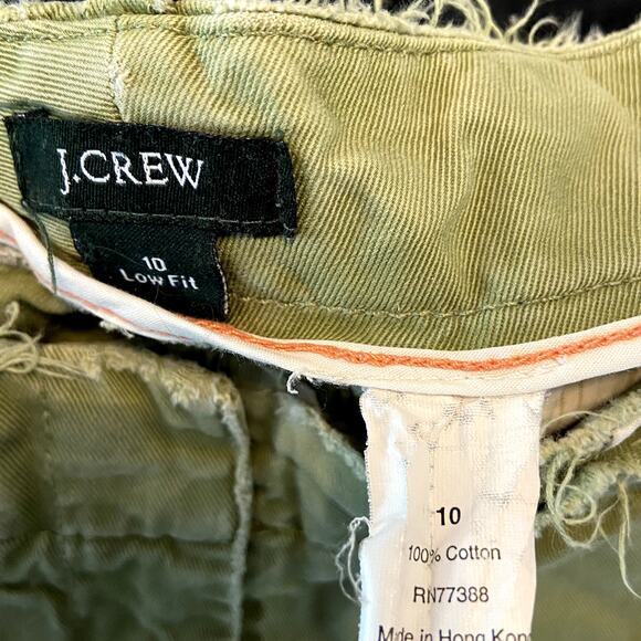 VTG J. Crew Chino Pants 100% Cotton Flat Front Slash Pocket Low Rise Green 10 - Picture 2 of 4